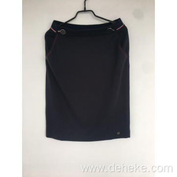 Women's knit button pocket skirt